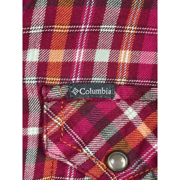 Columbia Womens Size M Pink Orange Long Sleeve Button Snap Shirt - Picture 10 of 12